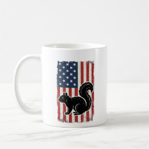 Taza De Café Camiseta Patriótica de Ardilla de Bandera American