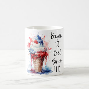 Taza De Café Camiseta Patriótica del Crema de Hielo de Julio