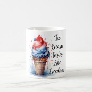 Taza De Café Camiseta Patriótica del Crema de Hielo de Julio