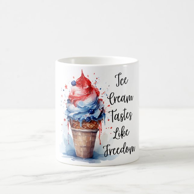 Taza De Café Camiseta Patriótica del Crema de Hielo de Julio (Centro)
