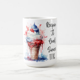 Taza De Café Camiseta Patriótica del Crema de Hielo de Julio