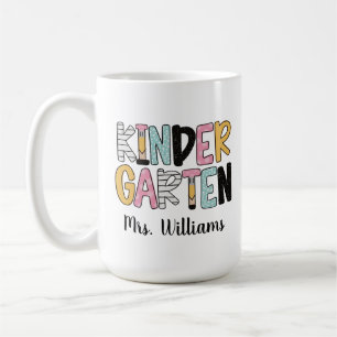 Taza De Café Camiseta Personalizada de Maestra de Kinder, Kinde