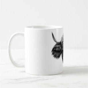 Taza De Café Camiseta realista de cabeza de yak - Blanco y negr