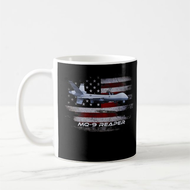 Taza De Café Camiseta Reaper MQ-9- Combate a Veteranos Veterano (Izquierda)