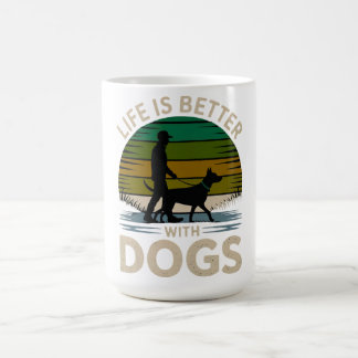 Taza De Café Camiseta Retro de Puesta de Sol 'La Vida es Mejor