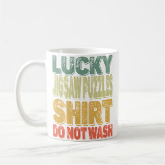 Taza De Café Camiseta Retro Lucky Jigsaw Puzzles No Lavar Hombr