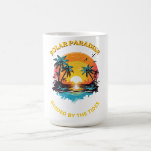 Taza De Café Camiseta Retro Solar Paradise Guided by the Tides