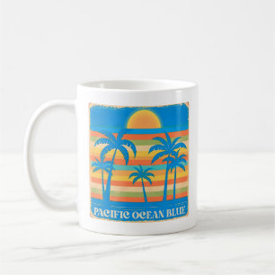 Taza De Café Camiseta Retro Unisex de la Palmera Azul del Océan