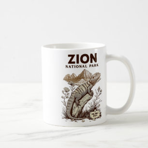 Taza De Café Camiseta Retro Zion National Park Lagarto de colla