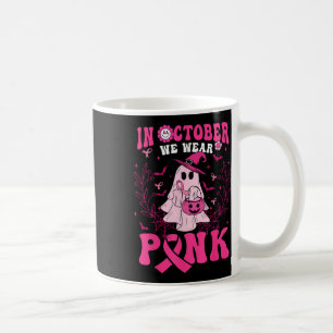 Taza De Café Camiseta rosa de octubre Ghost Halloween de cáncer