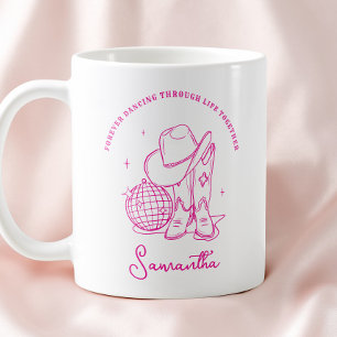 Taza De Café Camiseta rosa de vaquera disco occidental de guion