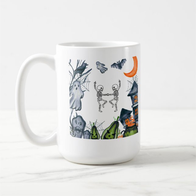 Taza De Café Camiseta Spooky Party Frame (Izquierda)