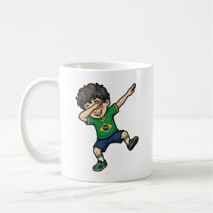 Taza De Café Camiseta Vector Vintage Chico Dab Fútbol Brasil_1
