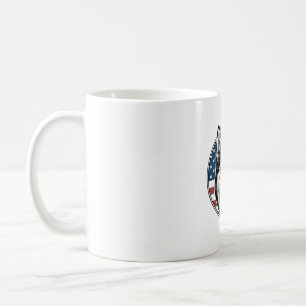 Taza De Café Camiseta vectorial de perro patriótico Husky vinta