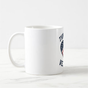 Taza De Café Camiseta Vintage Corazón Patriótico Gracias Vetera