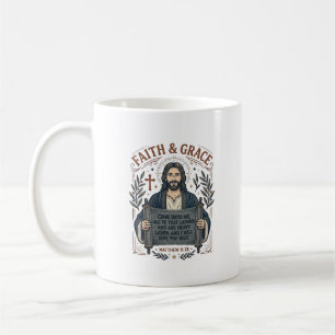 Taza De Café Camiseta Vintage de Punto de Cruz de Jesús Gráfica