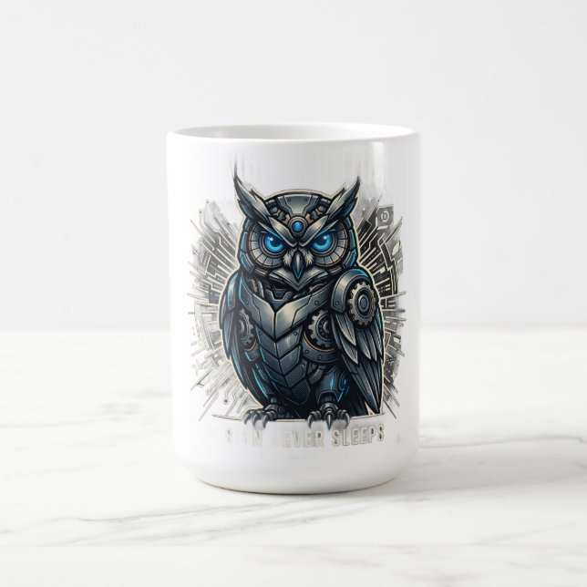 Taza De Café Camiseta Visión de Búho Cibernético (Centro)