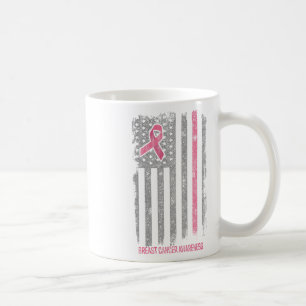 Taza De Café Camisetas de cáncer de mama Bandera estadounidense