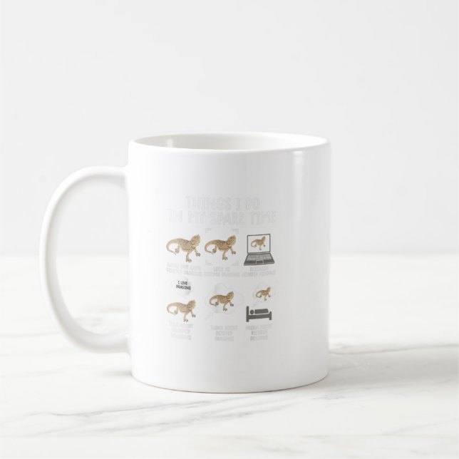 Taza De Café Camisetas de dragón con barba divertida Lizard Bea (Izquierda)