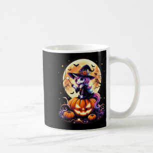 Taza De Café Camisetas de Halloween de Bruja de Unicornio Lindo