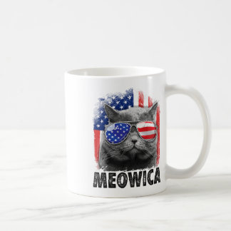 Taza De Café Camisetas del 4 de julio para gatos Meowica Merica
