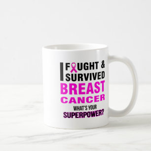 Taza De Café Camisetas Luchó Y Sobrevivió Al Cáncer De Mama