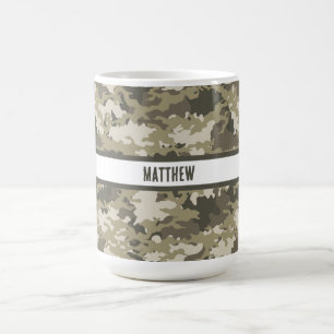 Taza De Café Camo, camoflauge, Browns, Verdes Personalizados
