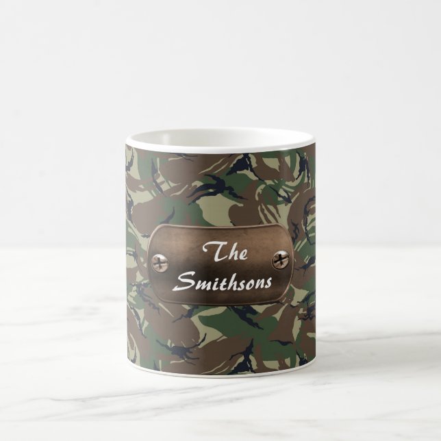 Taza De Café camo ejército marrón y verde personalizado (Centro)