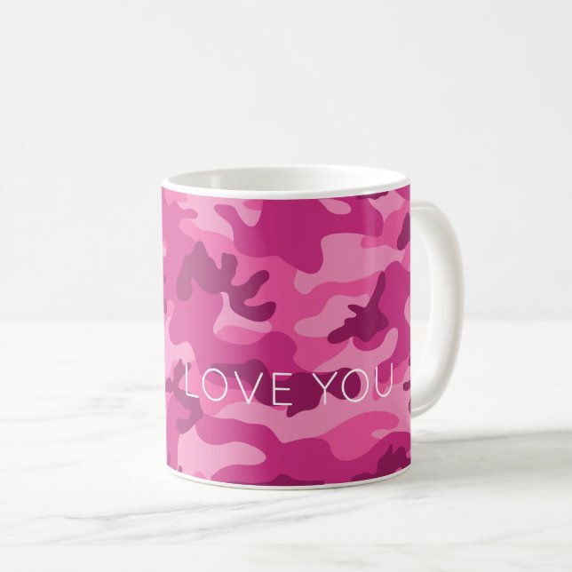Taza De Café Camo rosado te quiere moderna sí (Anverso derecho)