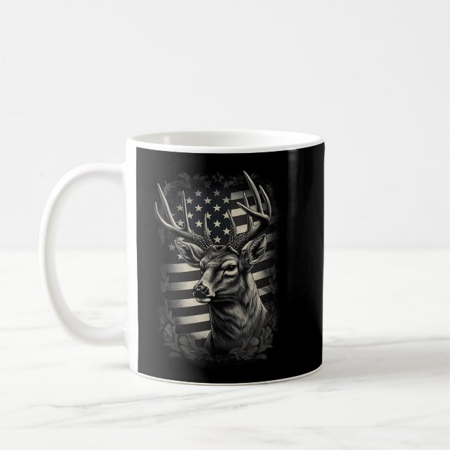 Taza De Café Camoflage Bandera Americana Antlers Tanque de caza (Izquierda)
