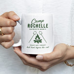 Taza De Café Camp Bach Bachelorette<br><div class="desc">Una barquilla de soltero de camping,  con un dibujo de un camping con fuego de leña y malvaviscos de rayas,  y una plantilla de texto que es fácil de personalizar.</div>