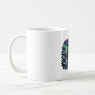 Taza De Café Campamento de invierno bajo la aurora acogedora