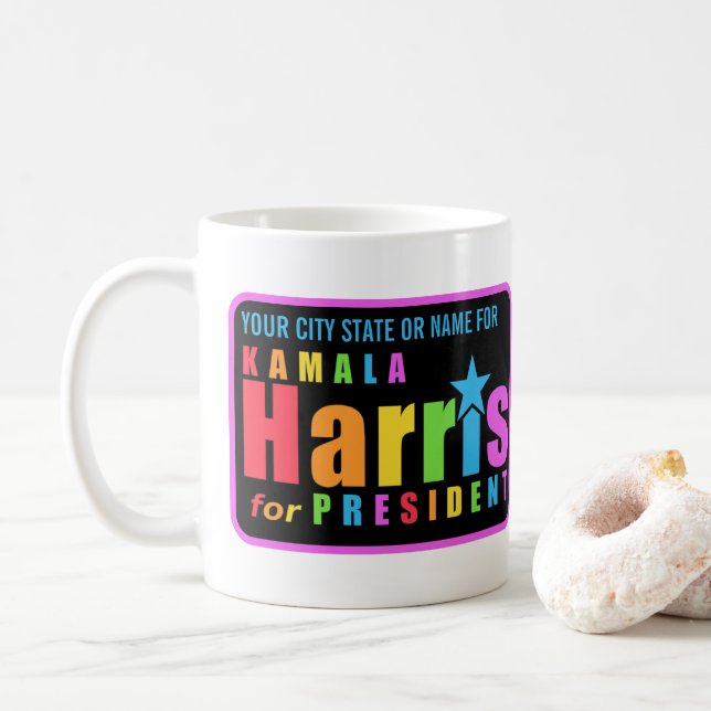 Taza De Café Campaña política de Moda del Orgullo Kamala Harris (Con donut)