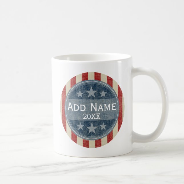 Taza De Café Campaña política - estrellas y rayas antiguas (Derecha)