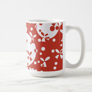 Taza De Café Campanas de Navidad Rojas y Blancas Patrón Festivo