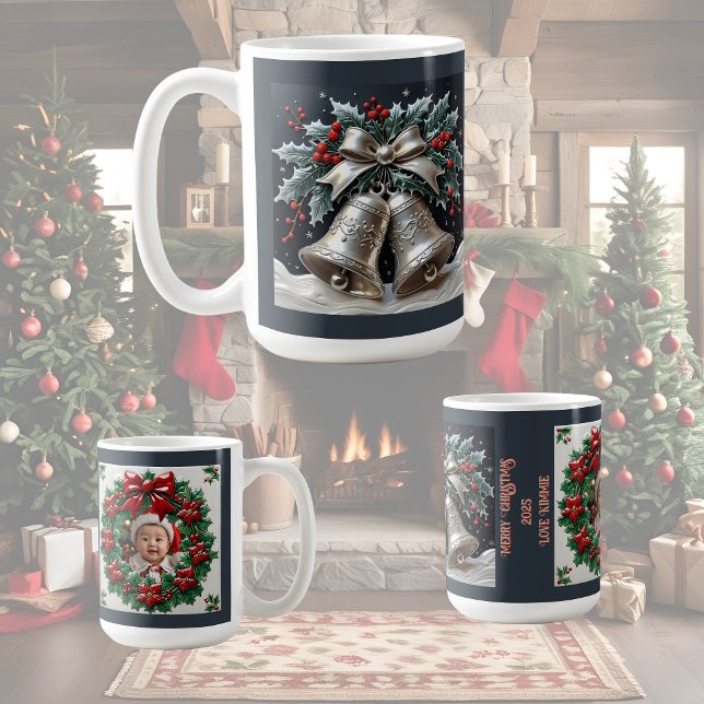 Taza De Café Campanas plateadas y Personalizable de Navidades H (Subido por el creador)