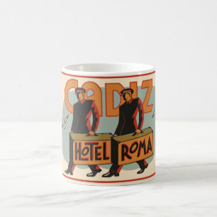 Taza De Café Campaneros de Viajes Antiguos Hotel Roma, Cádiz, E
