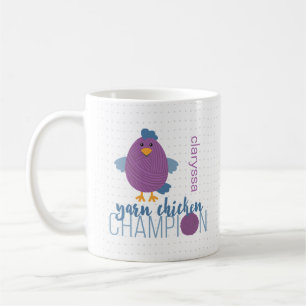 Taza De Café Campeón de pollo morado y azul