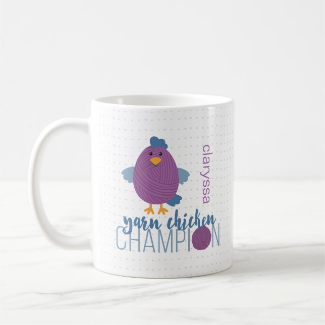 Taza De Café Campeón de pollo morado y azul (Izquierda)