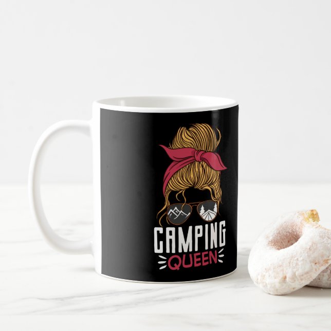 Taza De Café Camper al aire libre Tent Camping Queen (Con donut)