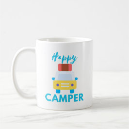 Taza De Café Camper feliz con auto amarillo/blanco con equipaje