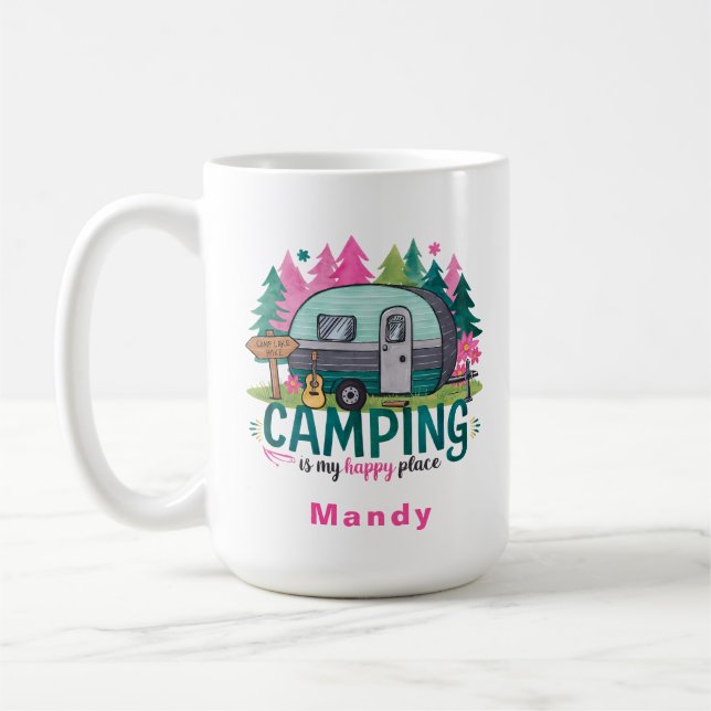 Taza De Café Camping Adventure Gift Mug with Name (Izquierda)