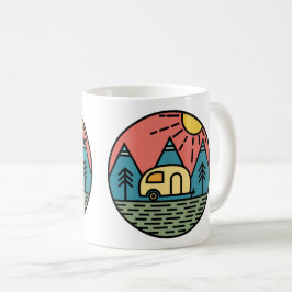 Taza De Café camping campfire montañas wanderlust, senderismo
