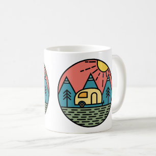 Taza De Café camping campfire montañas wanderlust, senderismo