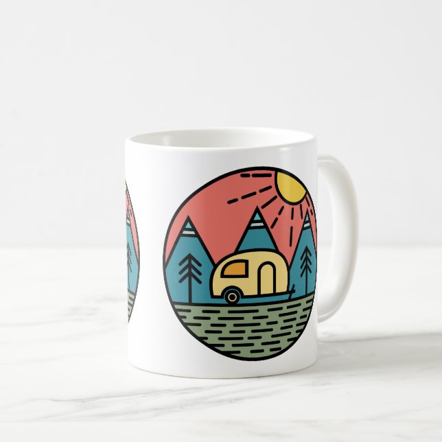 Taza De Café camping campfire montañas wanderlust, senderismo (Anverso derecho)