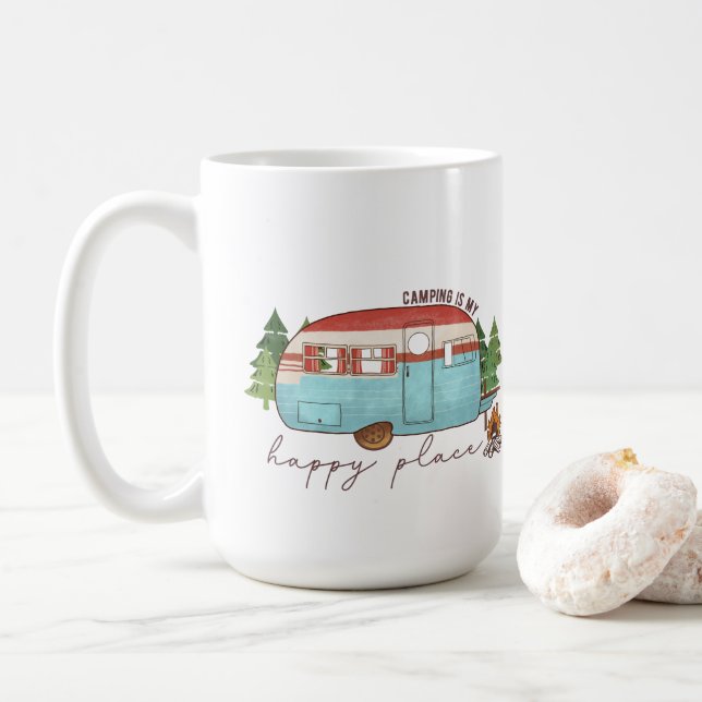 Taza De Café Camping es mi lugar feliz (Con donut)