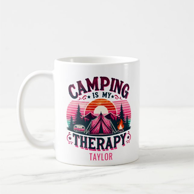 Taza De Café Camping Es Mi Terapia (Izquierda)