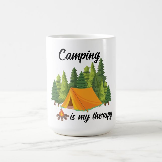 Taza De Café Camping es mi terapia linda (Centro)