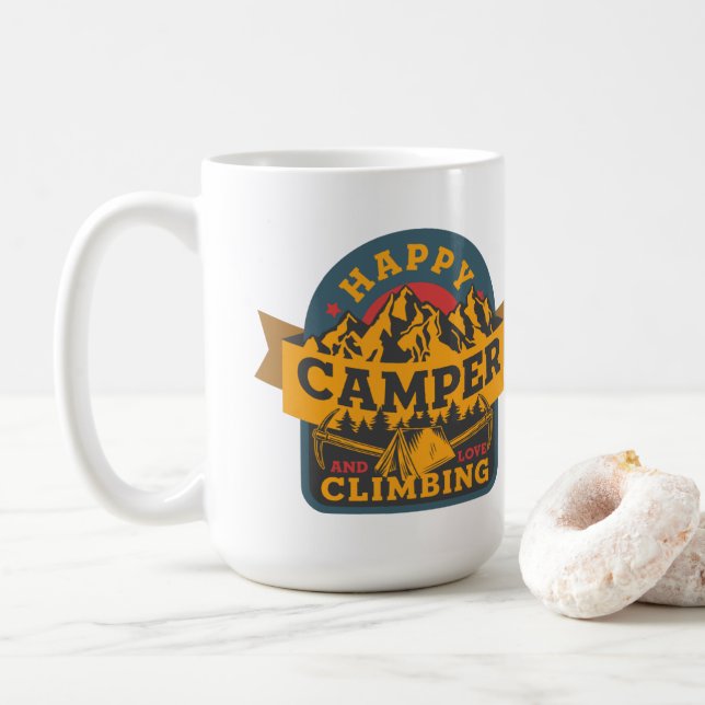 Taza De Café Camping feliz y senderismo de amor (Con donut)