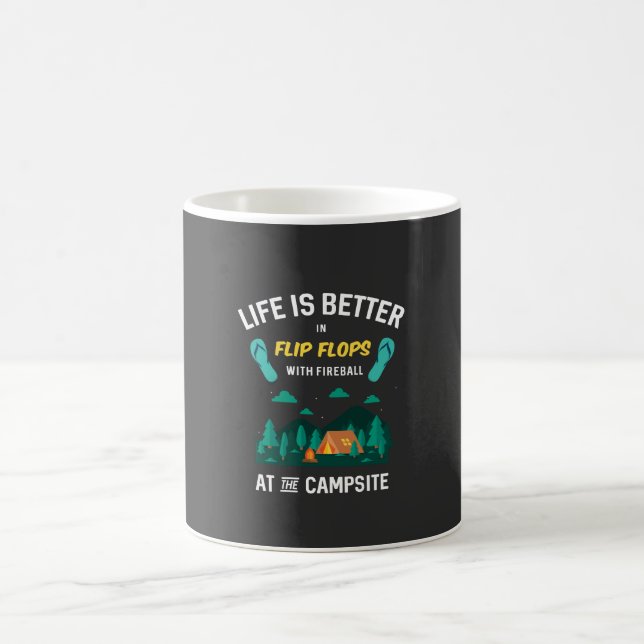 Taza De Café Camping - Flip Flops con bola de fuego (Centro)